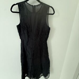 Tibi Black Sleeveless Textured Mini Dress